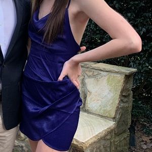 Revolve formal mini dress. Silk and dark purple